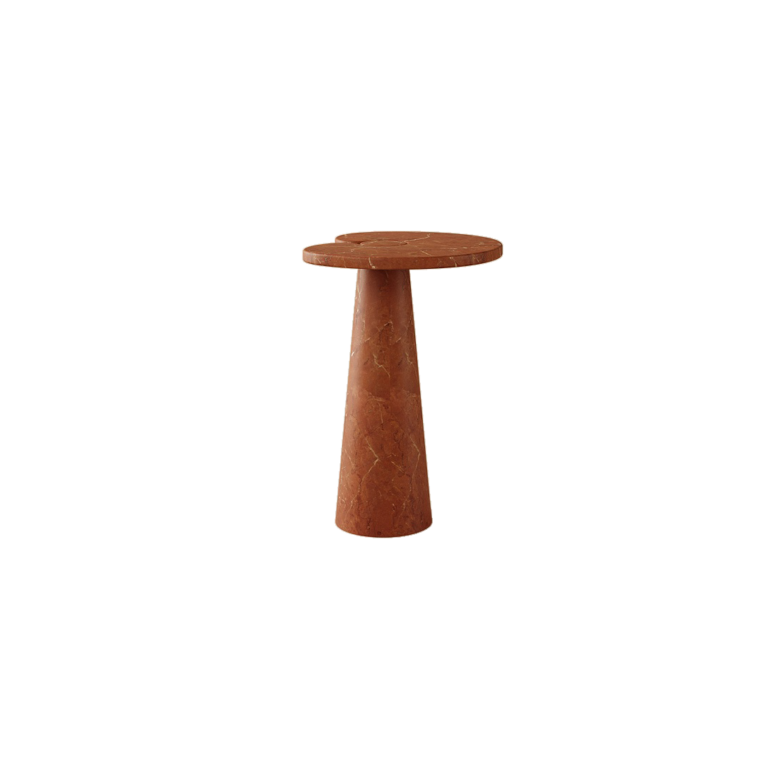 Evander Side Table, Red Travertine Limestone