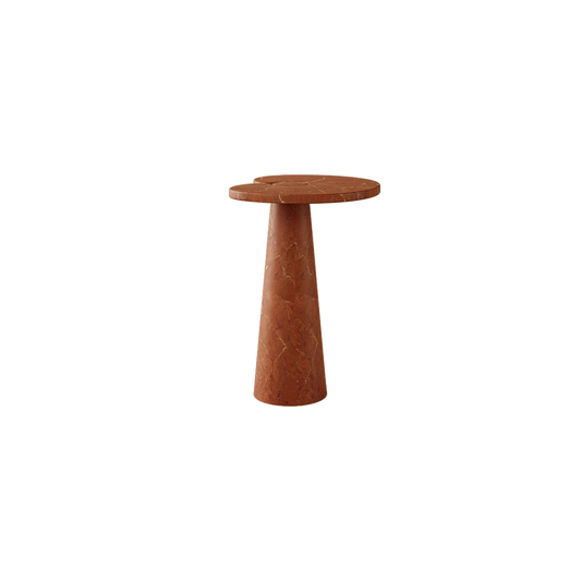 Evander Side Table, Red Travertine Limestone