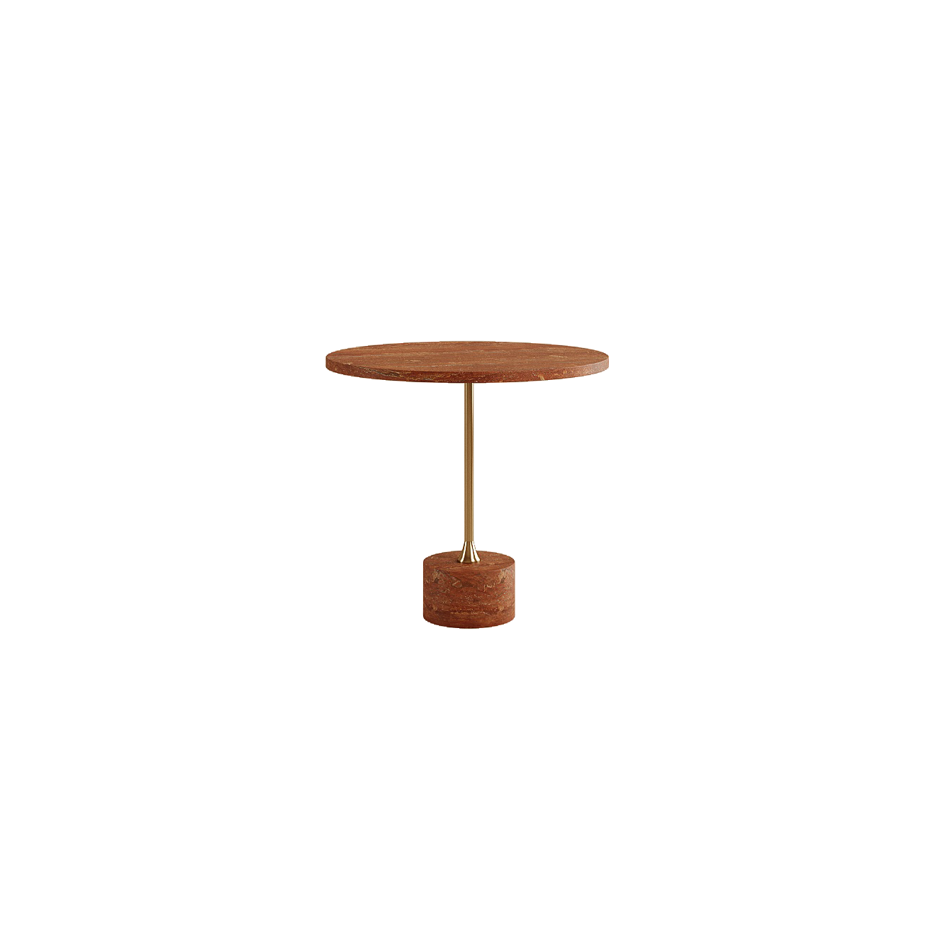 Sania Side Table, Red Travertine Limestone