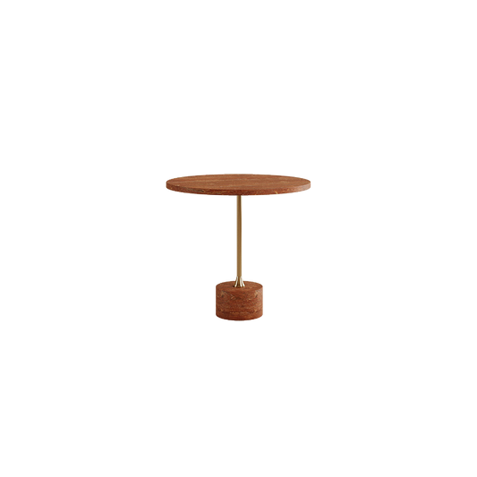 Sania Side Table, Red Travertine Limestone