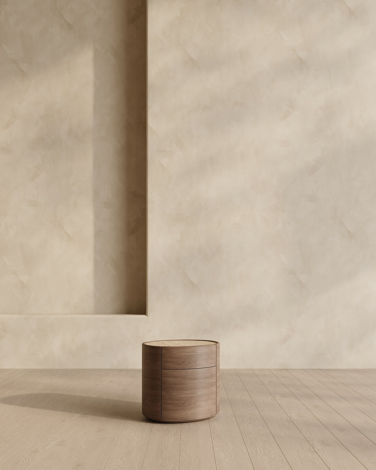 Tranquil Bedside Table, White Oak Wood