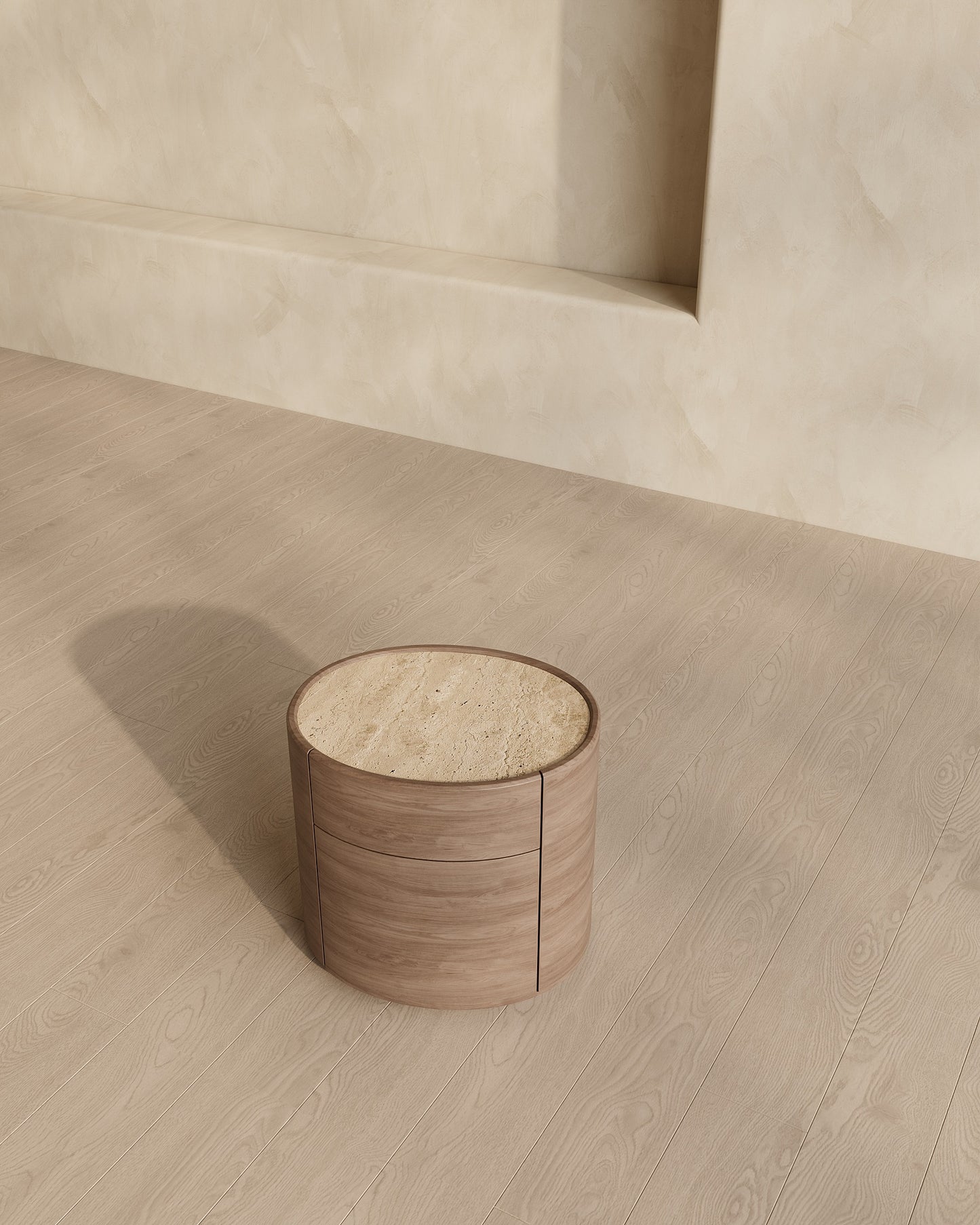 Tranquil Bedside Table, White Oak Wood