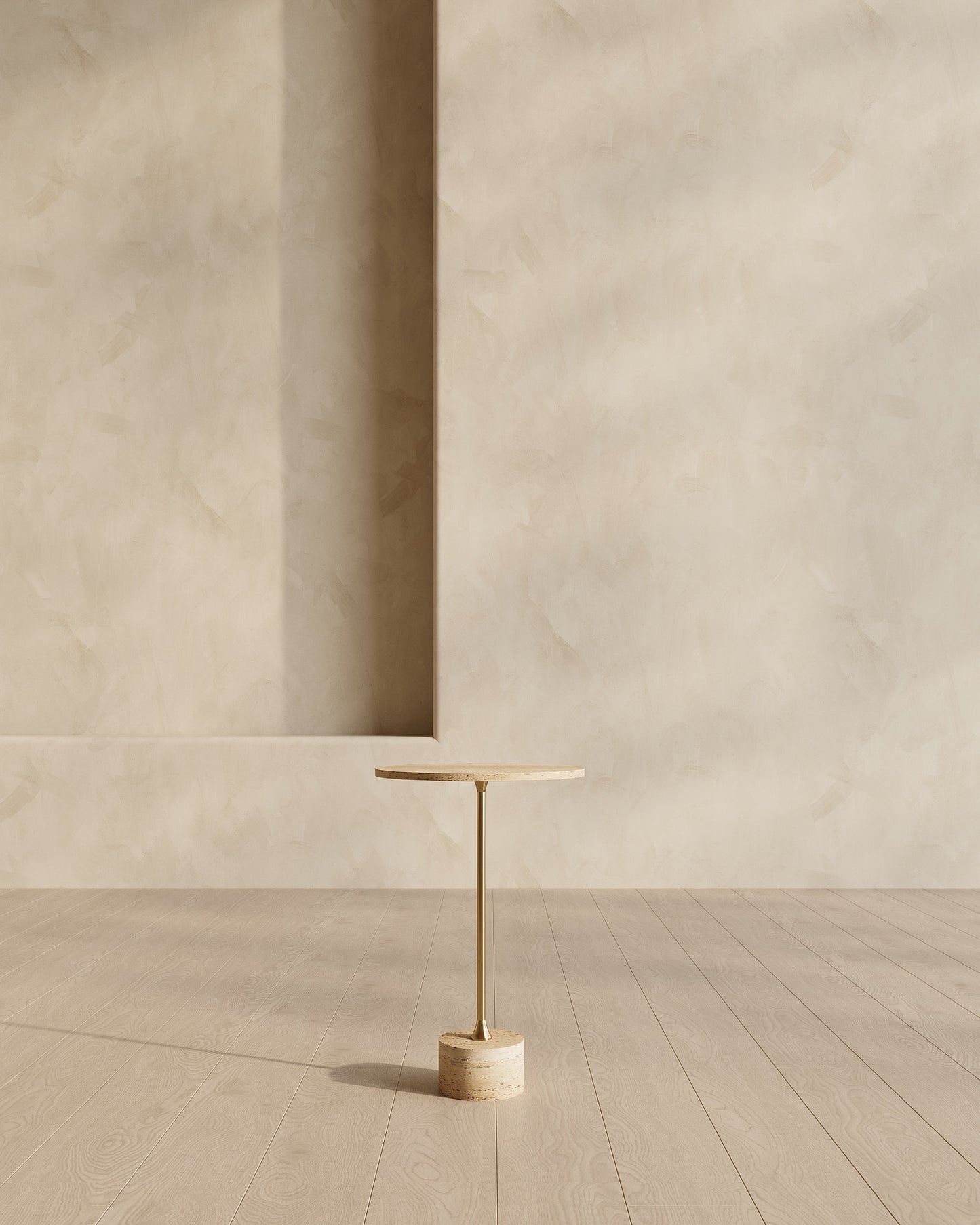 Sania Side Table, Red Travertine Limestone