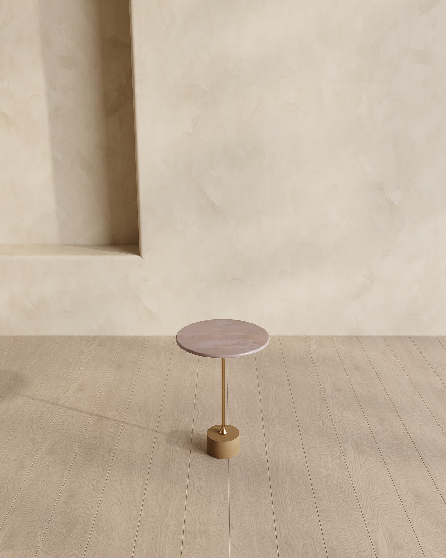 Sania Side Table, Red Travertine Limestone